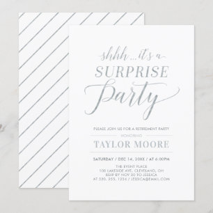 Invitation Argent   Simple Surprise Moderne pour une fête de 