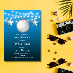 Invitation Argent Star String Bleu clair Gradient Anniversair
