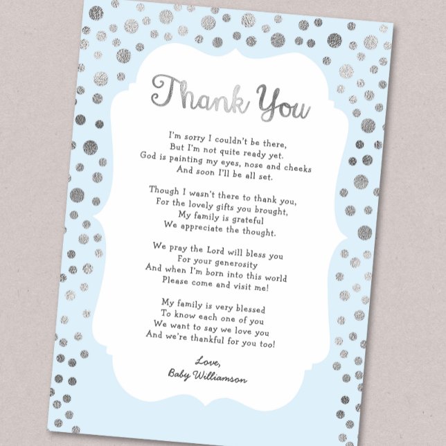 Invitation Argent + TOUTE COULEUR garçon baby shower merci no (Créateur téléchargé)