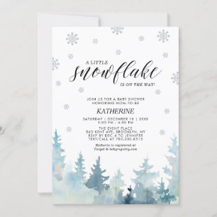 Invitation Argent Un petit Baby shower d'hiver des arbres de