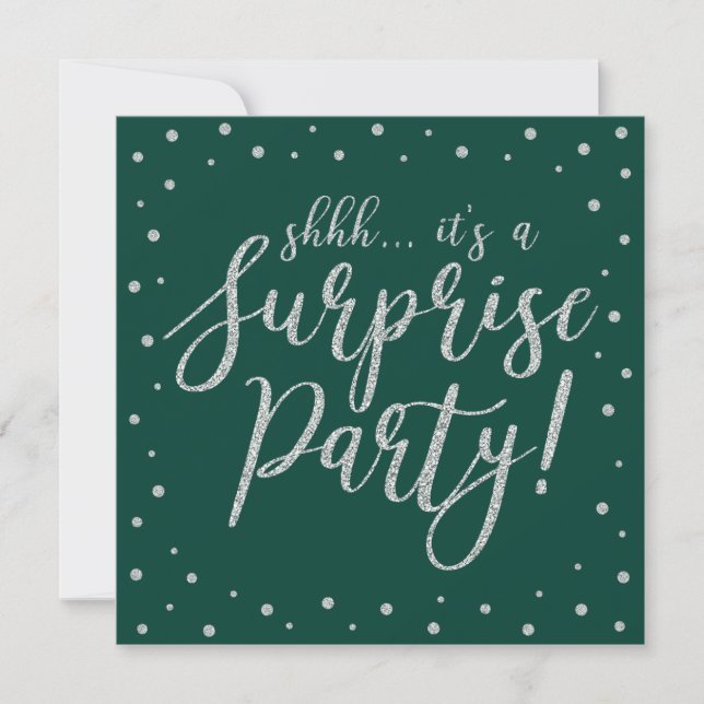 Invitation Argent & Vert | 60e anniversaire surprise (Devant)