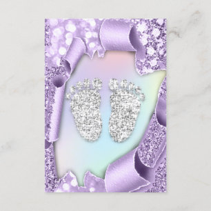 Invitation Argent violet Baby shower pieds garçon fille 3d Ho