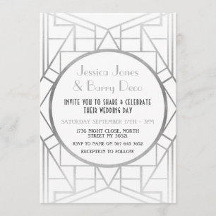 invitation argenté du mariage 20s de Gatsby d'art