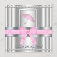 Invitation argenté et rose cintré chic de baby