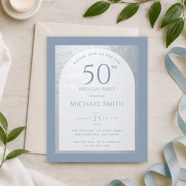 Invitation argentée pas chère pour 50e anniversair (Créateur téléchargé)