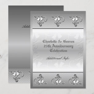 Invitation argentée personnalisée pour les 25 ans 
