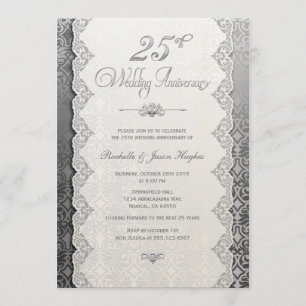 Invitation argentée pour les 25 ans de mariage
