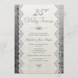 Invitation argentée pour les 25 ans de mariage