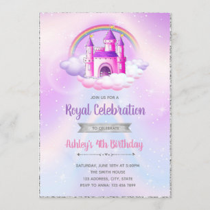 Invitation argentée pourpre d'anniversaire de