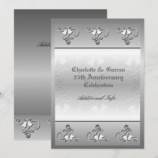 Invitation Argenterie 25e anniversaire avec monogramme (Devant / Derrière)