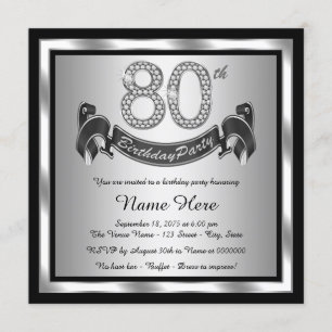 Invitation Argentez la quatre-vingtième fête d'anniversaire