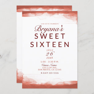Invitation Argile rouille rouge Moderne Chic Sweet 16 Party