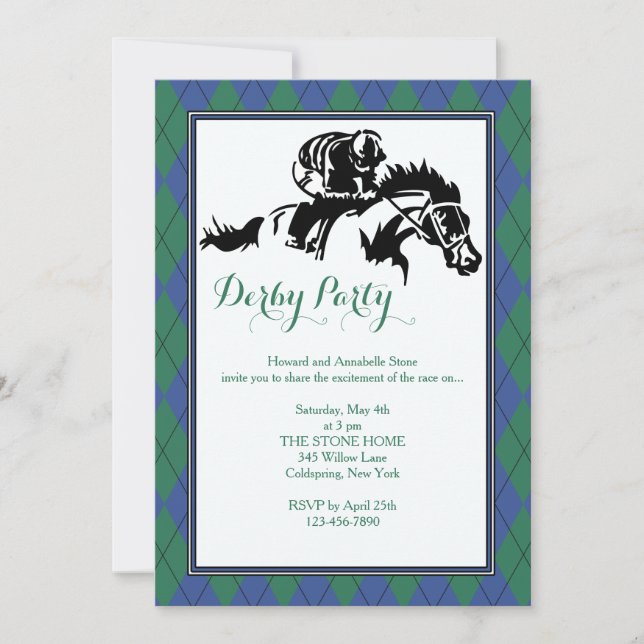 Invitation Argyle 2 pour courses de chevaux (Devant)