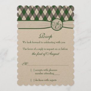 Invitation Argyle Golfball Golf Green Monogram Mariage RSVP