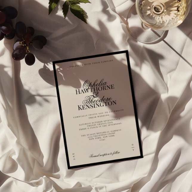 Invitation Aria | Black and Beige Minimal Elegant Wedding  (Créateur téléchargé)