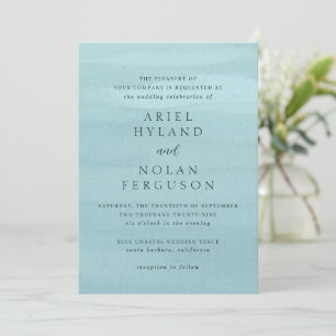 Invitation Ariel Blue Abstract Aquarelle Mariage moderne