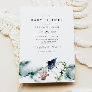 Invitation ARIEL Tropical Ocean Coral Manta Ray Baby shower