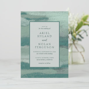 Invitation Ariel Turquoise Vert Abstrait Côtier moderne Maria