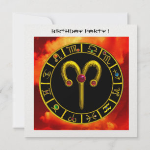 Invitation ARIES RUBY cercle, orange rouge vif glace