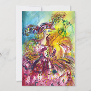 Invitation ARLECCHINA VIOLINIST Mardi Gras Masquerade Party