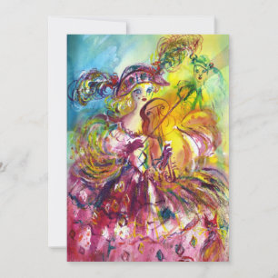 Invitation ARLECCHINA VIOLONISTE  Fête masquée du Mardi Gras