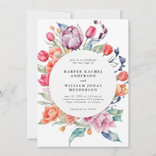 Invitation Armature ronde tulipe aquarelle