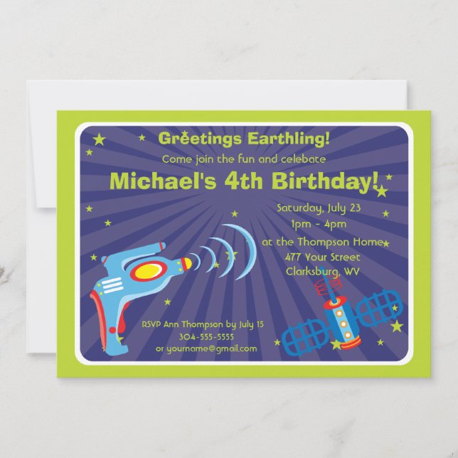 Invitation Arme à feu de rayon étrangère personnalisable (Devant)