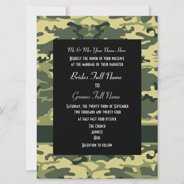 Invitation Armée, chasse ou mariage militaire (Devant)