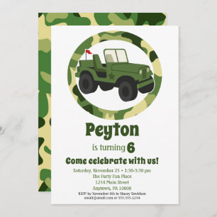 Invitation Armée Militaire Camo Boys fête d'anniversaire