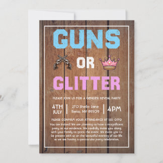 Invitation Armes à feu ou paillettes, révélation du sexe