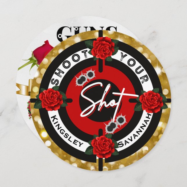 Invitation Armes ou Roses | Tirer votre photo Shot Genre Reve (Devant / Derrière)