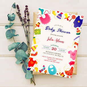 Invitation Armoire en arc-en-ciel couleur mignonne Baby showe