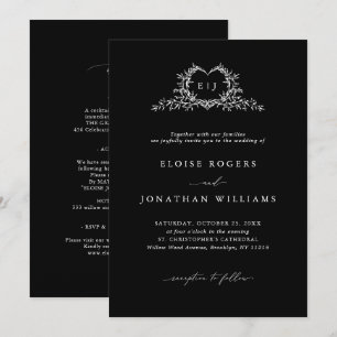 Invitation Armoiries de mariage calligraphiées chic minimalis