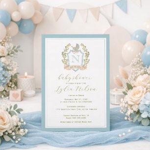 Invitation Armoiries de monogramme de voiture pour bébé Fêt