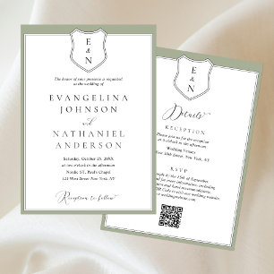Invitation Armoiries élégantes de style classique formel vert