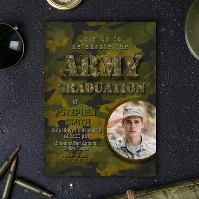 Invitation Army Graduation- Military - Soldier with Photo (Army Graduation- Military - Soldier with Photo Invitation)