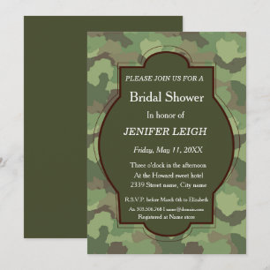 Invitation Army White rose élégante douche nuptiale