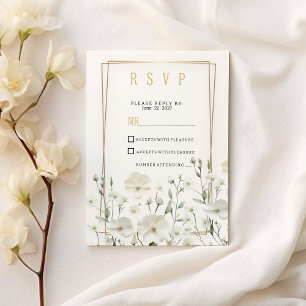 Invitation Arrangement floral délicat à la menthe blanche or