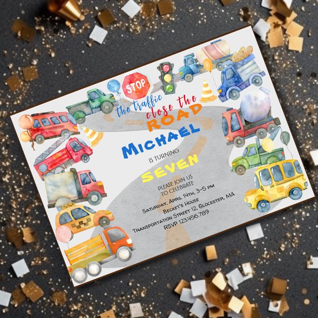 Invitation Arrêtez la circulation fermer la route voitures ga (Créateur téléchargé)