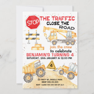 Invitation Arrêtez les travaux de construction de la route d'