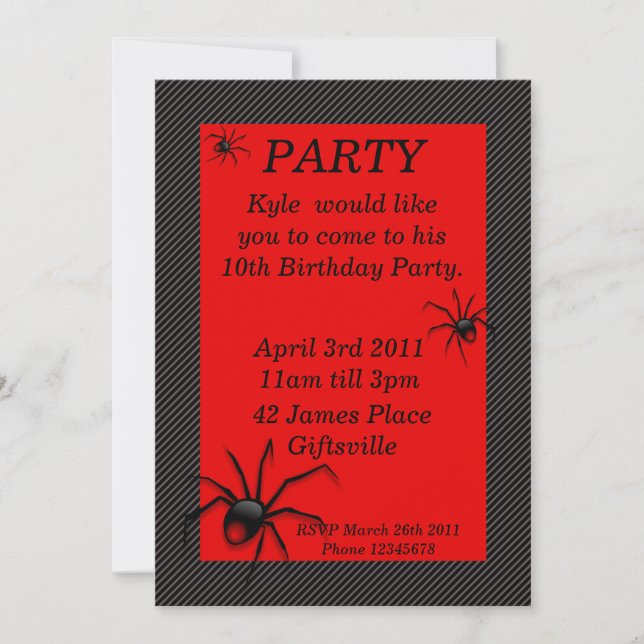 Invitation arrière 2 de fête d'anniversaire (Devant)