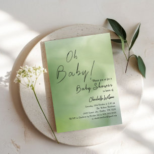 Invitation Arrière-plan aquarelle verte pour Baby Shower