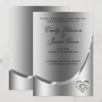 Arrière - plan Argent Et Mariage Coeur Diamants