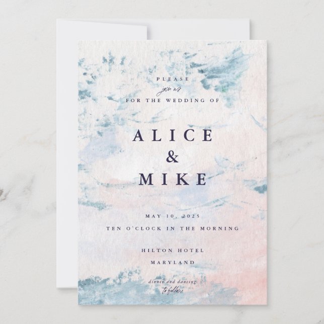 Invitation Arrière - plan d'aquarelle bleu Abstrait et bleu c (Devant)