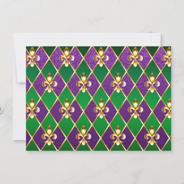 Invitation Arrière - plan de bijoux Mardi Gras (Devant)