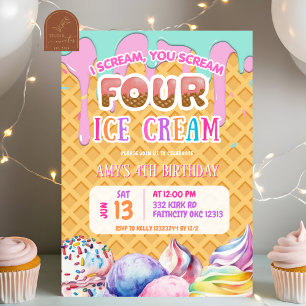 Invitation Arrière - plan de gaufre trempant Crème de glace r