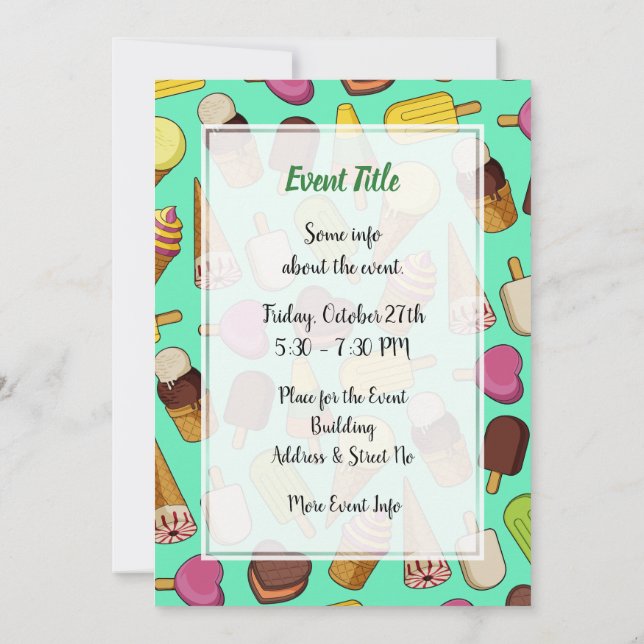 Invitation Arrière - plan de glace (Dos)