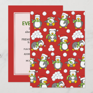 Invitation Arrière - plan de pingouins de Noël
