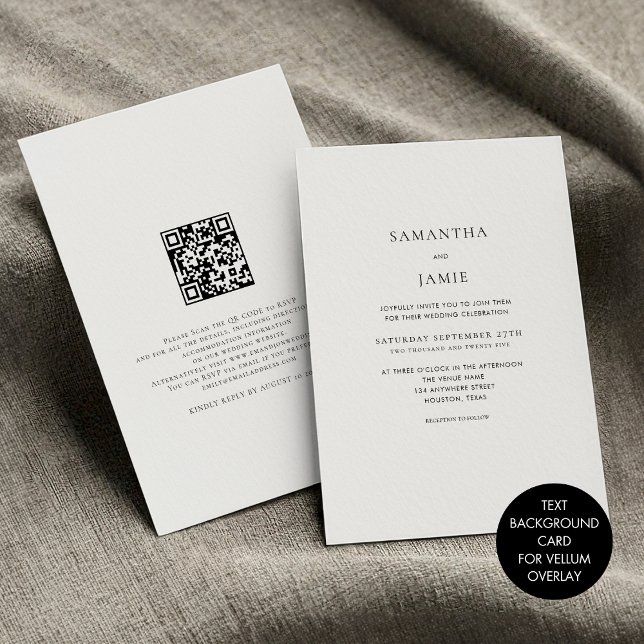 Invitation Arrière - plan de texte noir simple pour superposi (Front and back view)