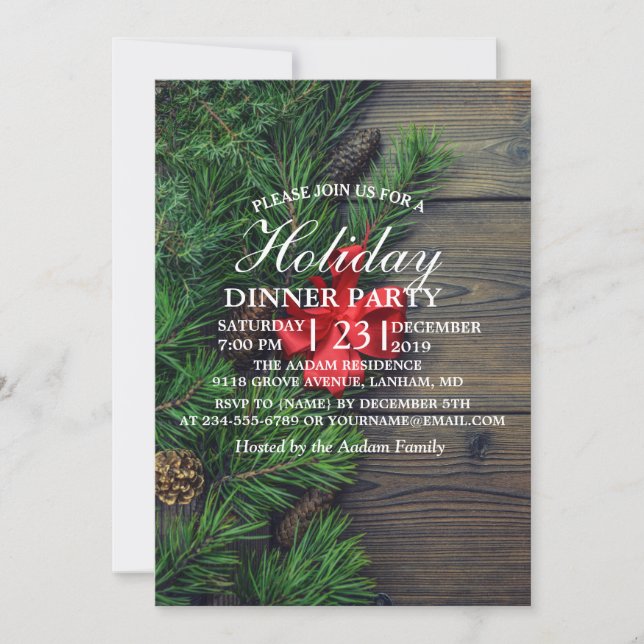 Invitation arrière - plan en bois sur le thème de Noël (Devant)